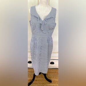Alex Marie Blue White Striped Seersucker Sheath Dress Size 10
NWT